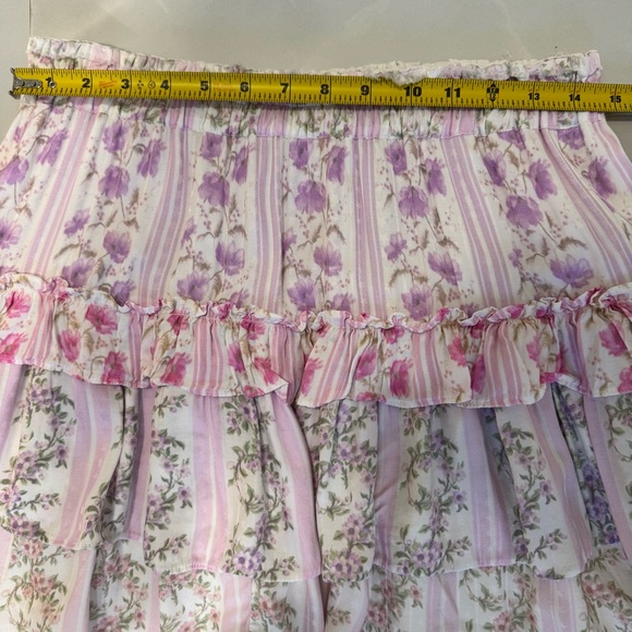 LoveShackFancy Pink/Purple Corbett Mini Skirt in Pastel Clouds. Size XL. - Picture 8 of 12